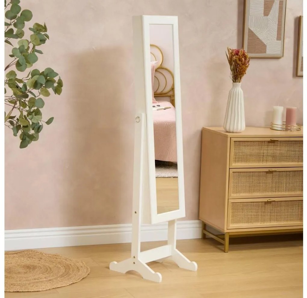 Atmosphera - Lustro stojące ze szkatułką na biżuterię KRISTIN 146,8x37 cm białe