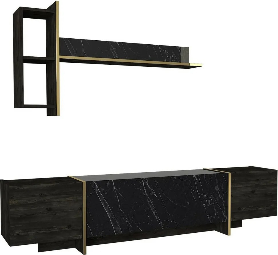 Ściana telewizyjna Veyron Black and Gold