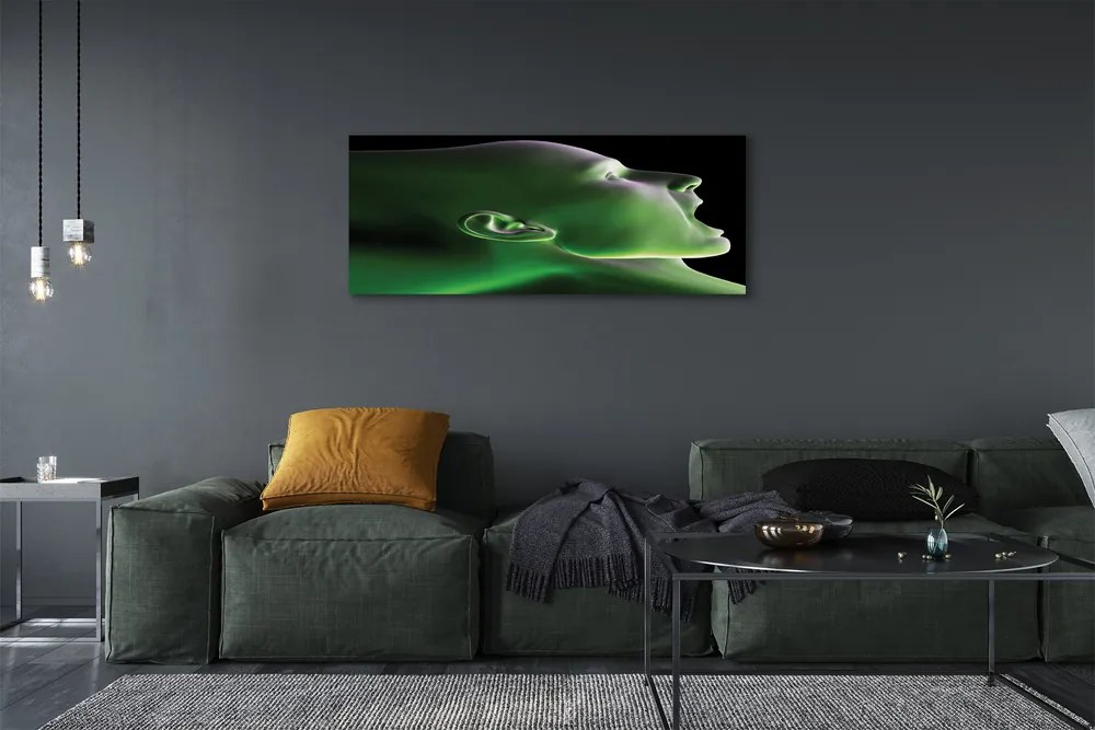 Obraz drukowany na płótnie Głowa Człowieka w Zielonym Świetle