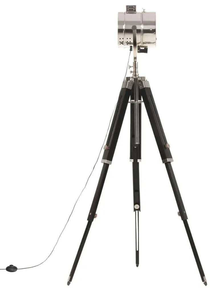 Czarna retro lampa podłogowa z drewna mango - EX192-Erfis