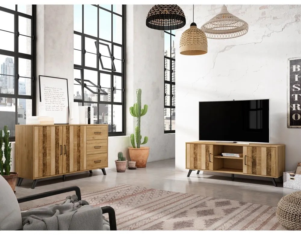 Niska komoda w dekorze dębu 136x81 cm Nordic – Marckeric