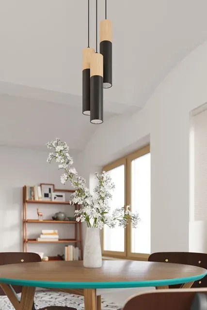 Czarna lampa wisząca potrójna tuba - S169 M0-Z14