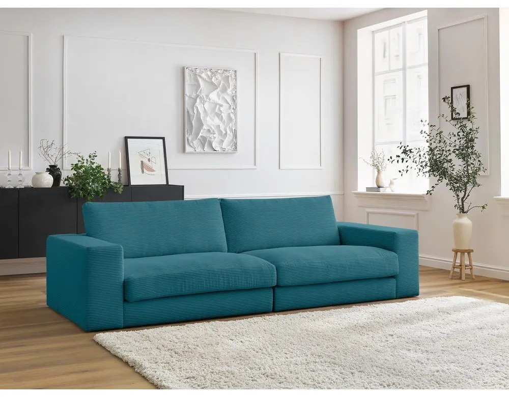 Niebieska sztruksowa sofa 274 cm Leonard – Bobochic Paris