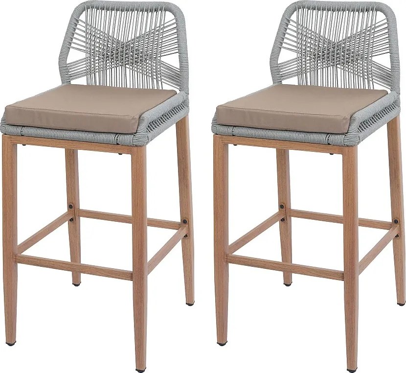 Stołek barowy MCW-O21 (zestaw 2 szt.),  jasnoszary, poduszka taupe