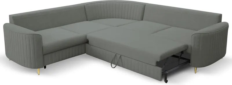 Narożnik LAREN nowoczesna sofa z funkcją spania pojemnik na pościel lewa strona CASTEL 93 251x251x85 cm