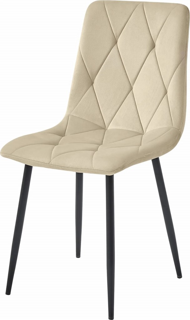 PROMOCJA Jasnobeżowe aksamitne krzesło do jadalni LIBRA z czarnymi nogami II jakość
