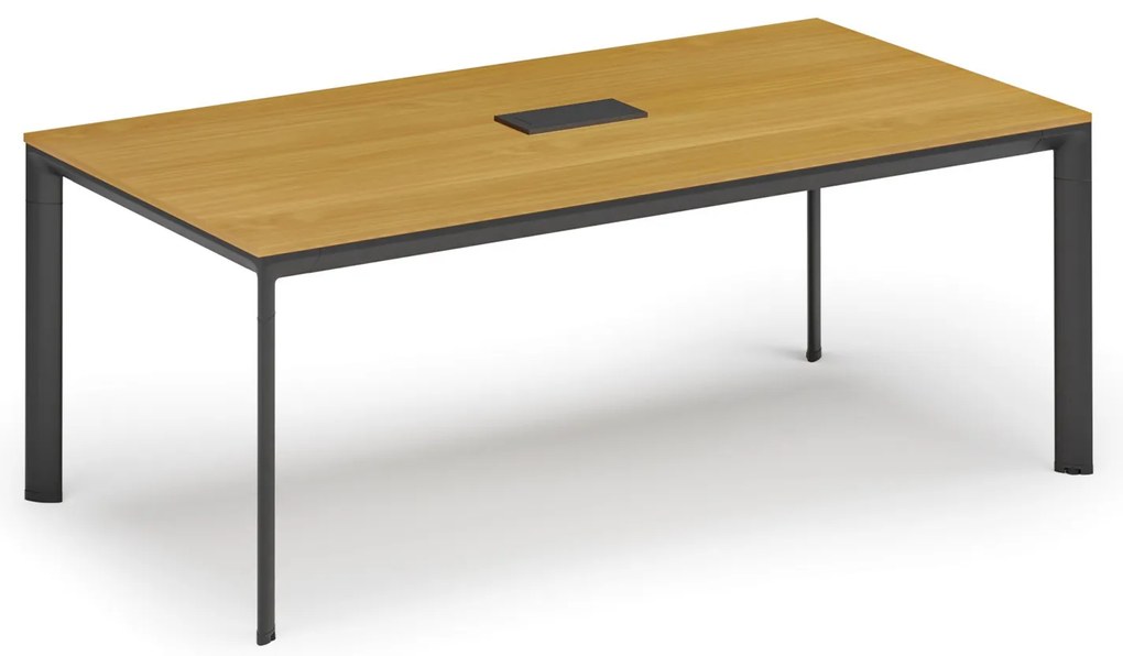 Stół konferencyjny PRIMO INVITATION, 240x120 cm, buk + port blatowy TYP III, czarny