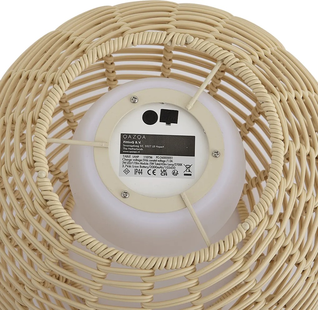 Lampa stołowa zewnętrzna beżowa 30 cm z diodą LED akumulatorowa z USB-C IP44 - Oli