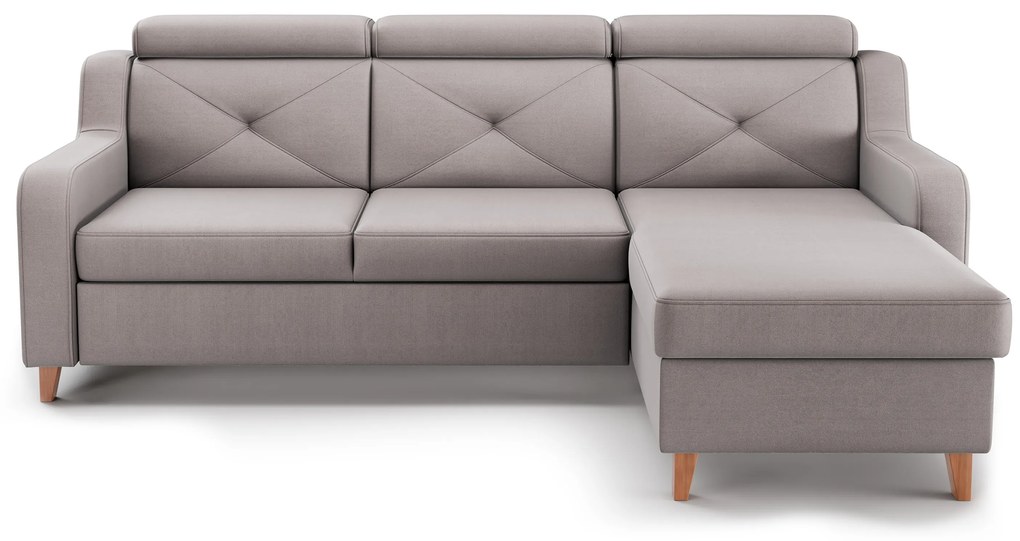 Narożnik Laksaro z funkcją spania prawostronny - ciemno beżowy welur Jasmine 25