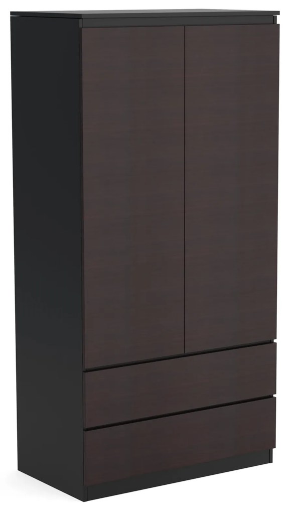 Szafa 90cm Garderoba z 2 szufladami i wieszakiem LUNA Czarny/Wenge