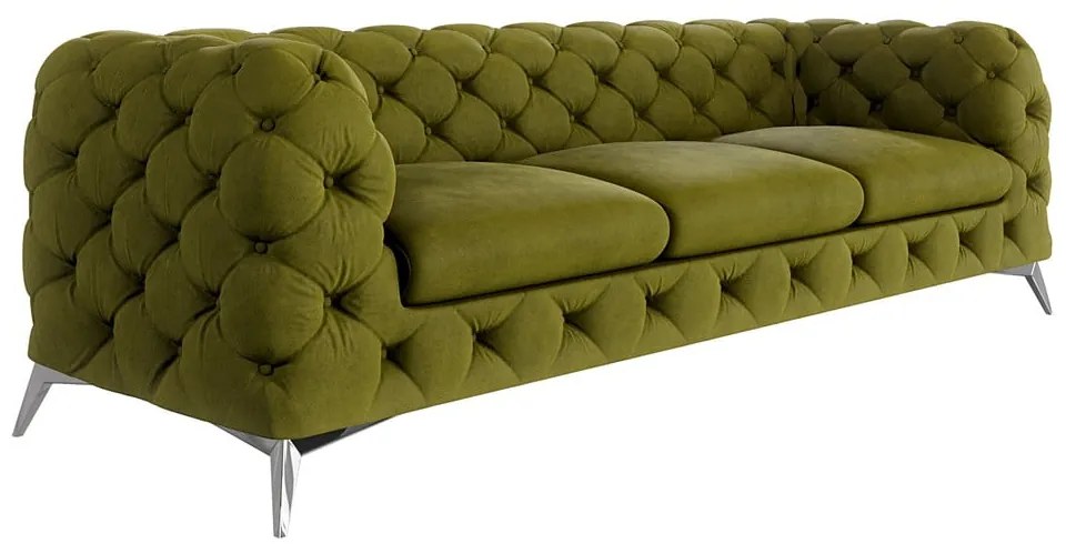 Zielona aksamitna sofa 243 cm Chelsea – Ropez