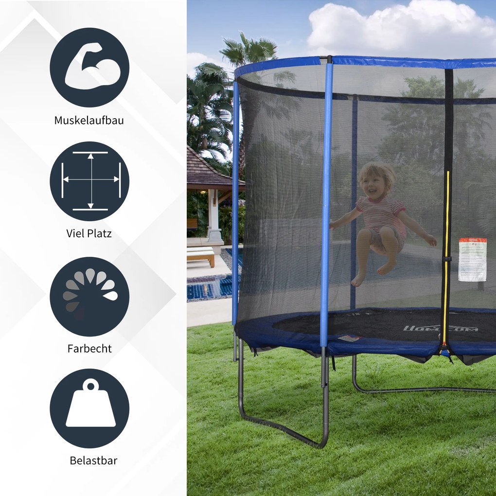 Trampolina z siatką zabezpieczającą Trampolina ogrodowa Stal Ø 305 x wys. 248 cm | Aosom.pl