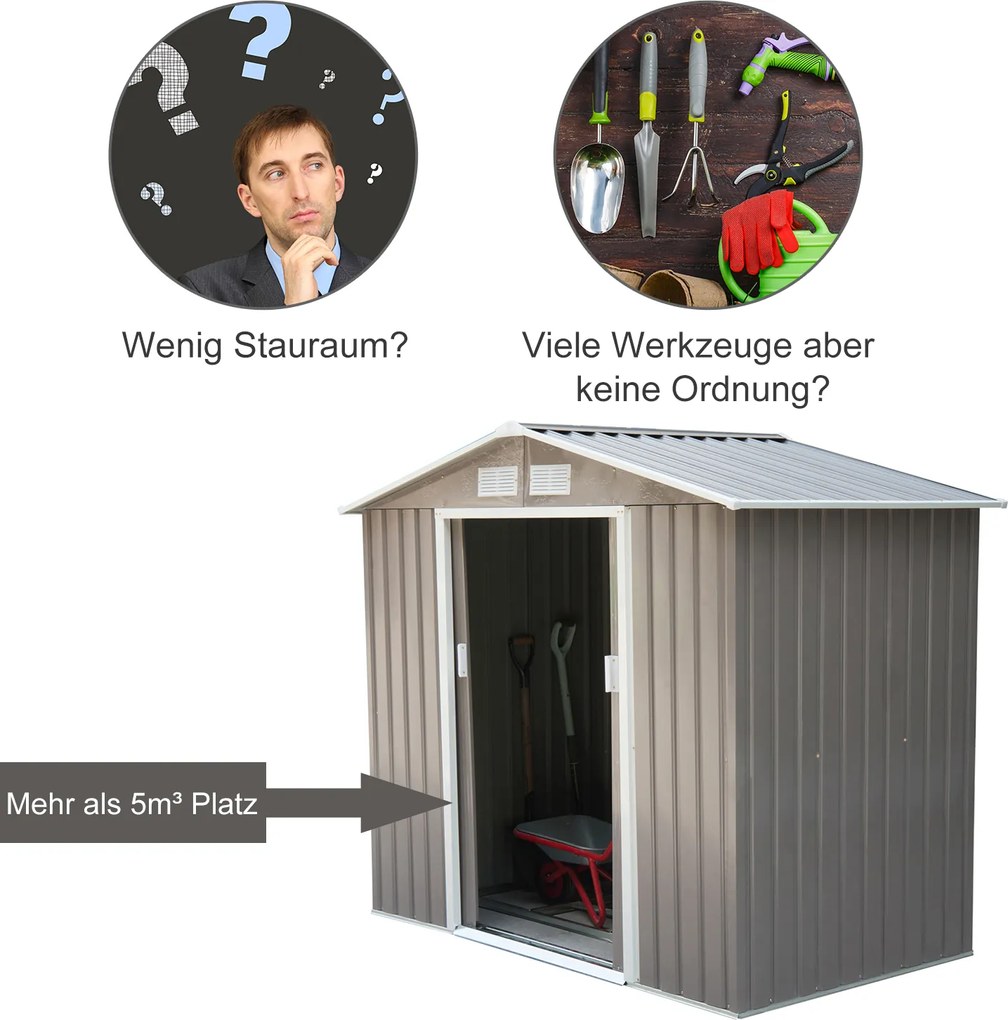 Outsunny szopa na narzędzia z fundamentem metalowy domek ogrodowy żółty 213x130x185 cm praktyczne przechowywanie narzędzi | Aosom PL