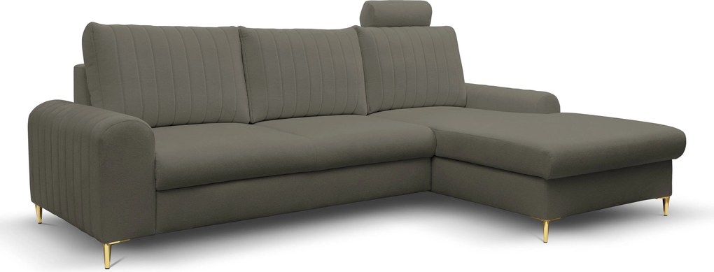 Masseno Narożnik VERONA z funkcją spania i pojemnikiem na pościel Narozniki L, Rozkładana sofa - Szary, LOFT 22