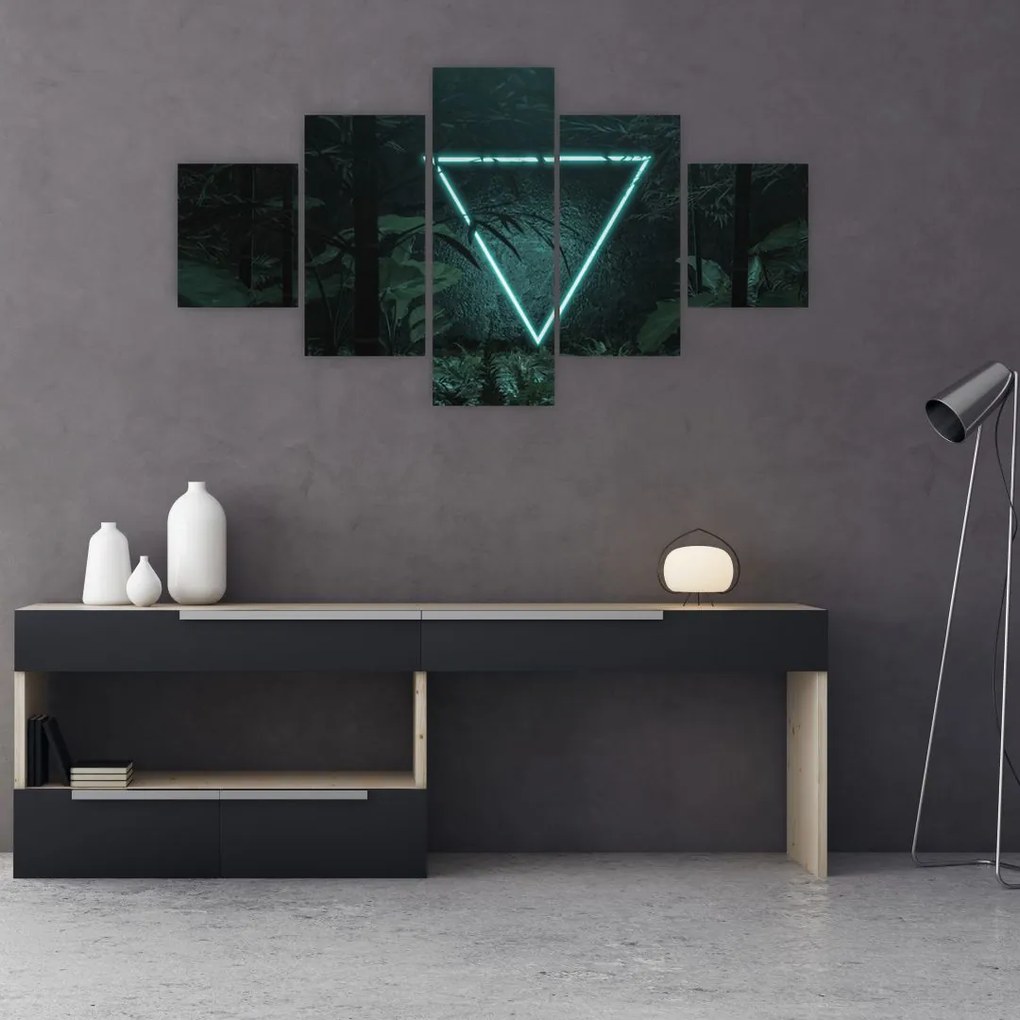Obraz - Neonowy trójkąt w dżungli (125x70 cm)