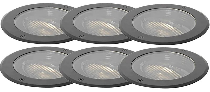 Zestaw 6 ściemnialnych zewnętrznych reflektorów gruntowych czarnych IP65 z LED - Delux Honey