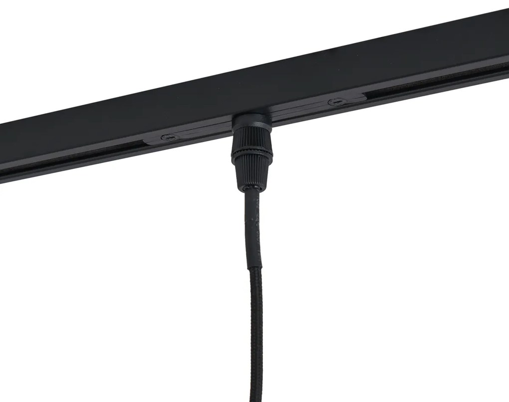 Modern railsysteem zwart met 6 hanglampen goud met amber glas 1-fase - Slimline Loyce Nowoczesny Oswietlenie wewnetrzne