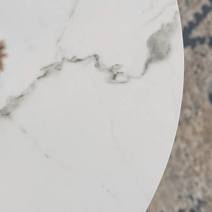 Stolik Kawowy CLIFF 53 cm Biały Marmur/Złoty Nowoczesny Glamour