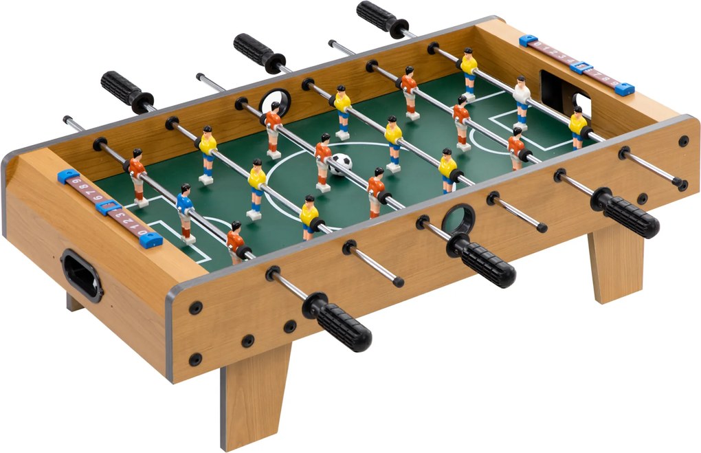 HOMCOM zestaw do piłkarzyków, stół kicker, kompaktowa drewniana konstrukcja, 2 piłki, liczniki punktów, brązowy