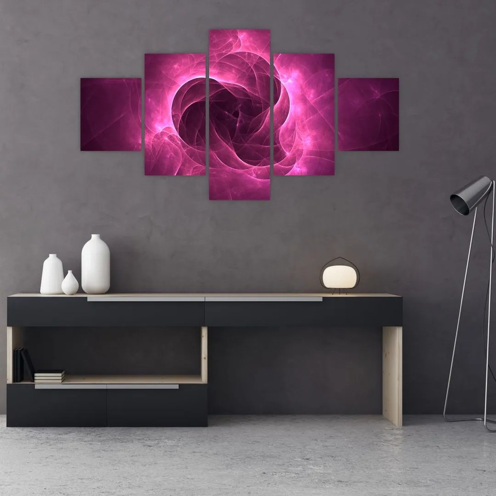 Obraz nowoczesnej różowej abstrakcji (125x70 cm)