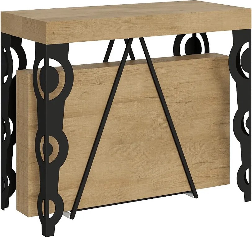 Konsola rozkładana 90x40/300cm Aceres dąb naturalny rama w kolorze antracytu