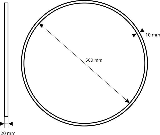 Lustro okrągłe w złotej ramie bez oświetlenia VALO Slim Gold | Różne rozmiary : Średnica - 90 cm