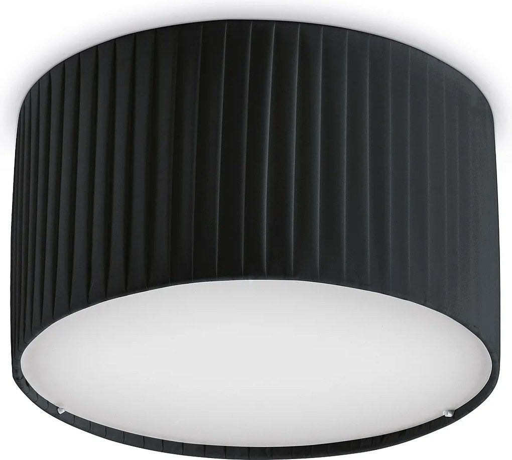 Lampa sufitowa VORADA w stylu nowoczesnym - ?r. ø30 cm - LED COB AC 12W - 1030 lm Y 3K - IP20 - syntetyczny plisowany klosz wst?gowy - stal i czarny