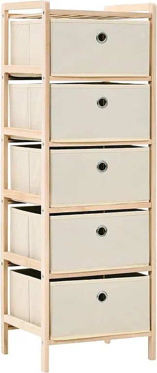 Półka z drewna cedrowego w kolorze beżowym z 5 koszami z tkaniny - Lekka i elegancka organizacja 32x26x93 cm