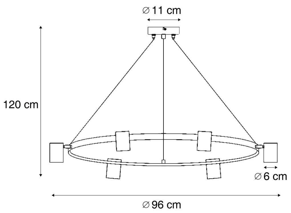 Nowoczesna lampa wisząca czarna 6-punktowa - Jeana Circle Nowoczesny Oswietlenie wewnetrzne
