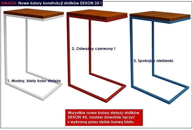 Stolik boczny pod laptopa Gemini 3X - 54 kolory