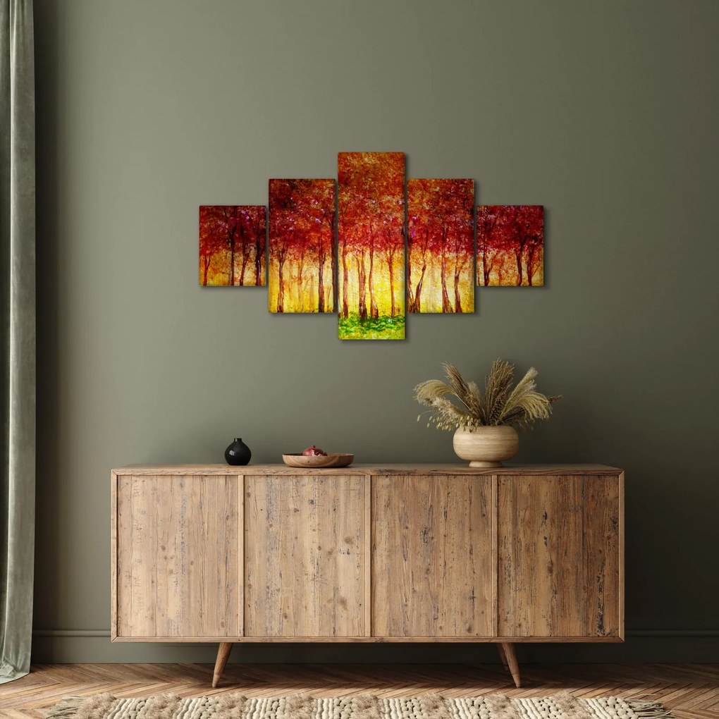 Obraz - Malowanie lasu liściastego (125x70 cm)