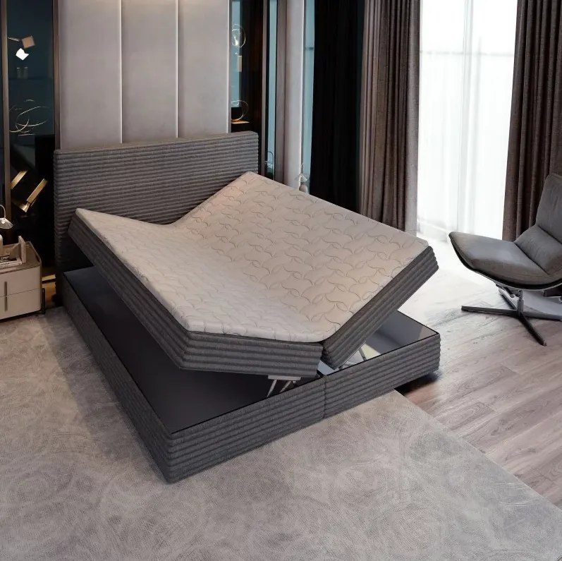 Promocja Łóżko tapicerowane boxspring ISPIRA 140x200 cm kremowe II jakość Materac: Materac sprężynowy Bonell