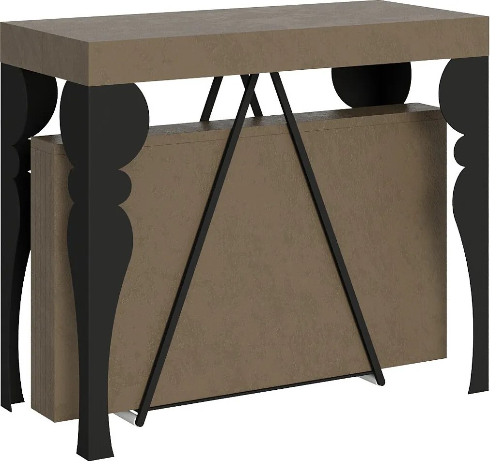 Konsola rozkładana 90x40/196 cm Riza Small szaro-beżowy rama w kolorze antracytu