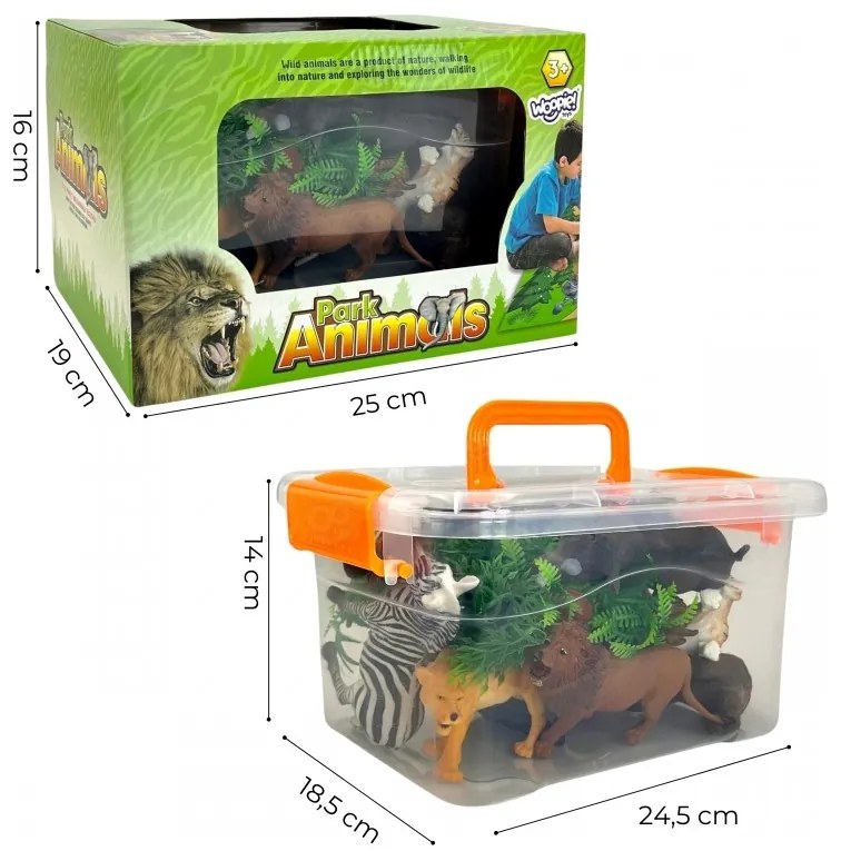 Woopie large wild animal figures set + mat and accessories 23 el.