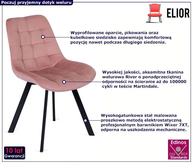 Różowe pikowane krzesło kubełkowe - Flommi