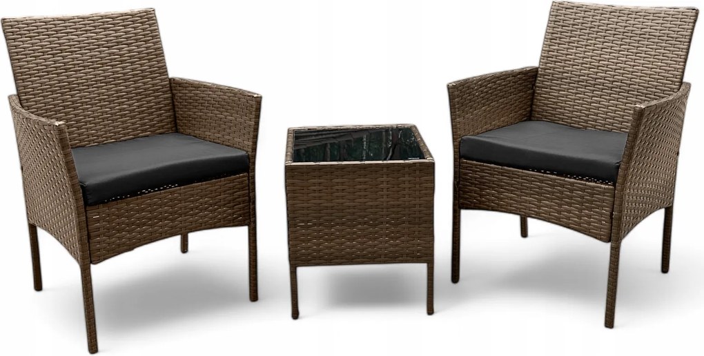 Komplet mebli ogrodowych dla 2 osób z technorattanu Alora, kolor jasny brąz