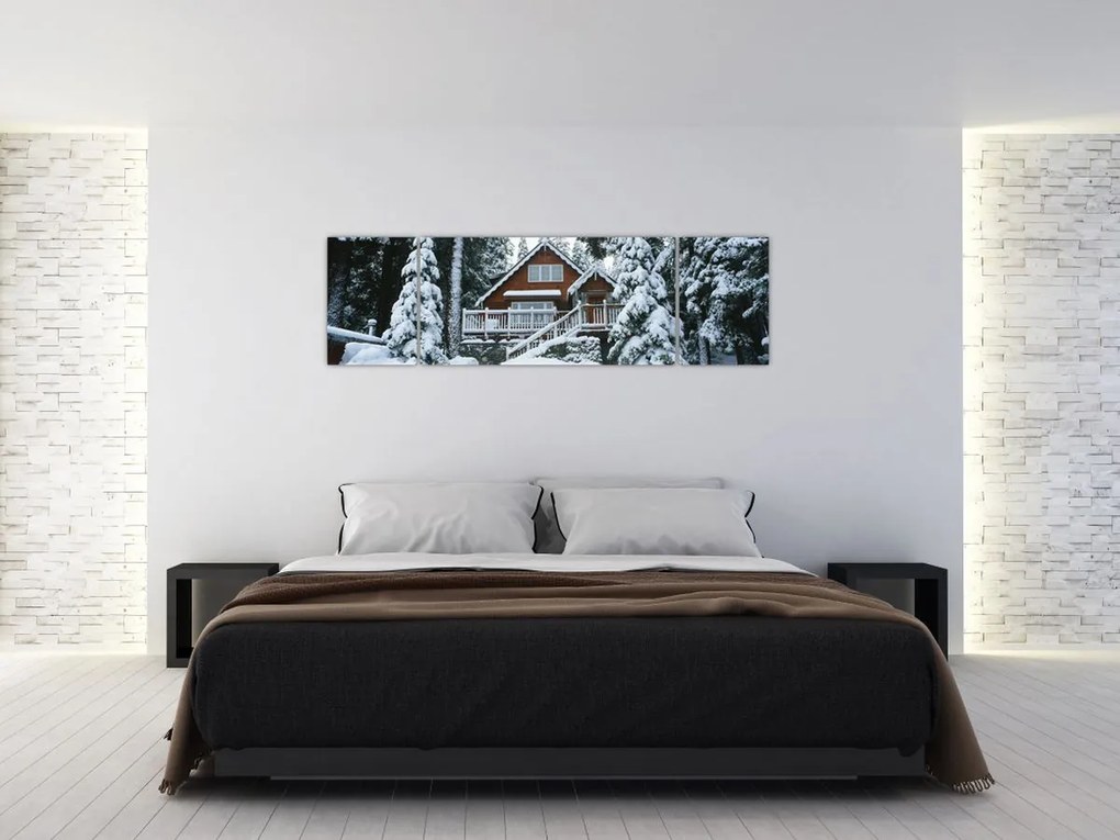 Obraz - Drewniany domek (170x50 cm)