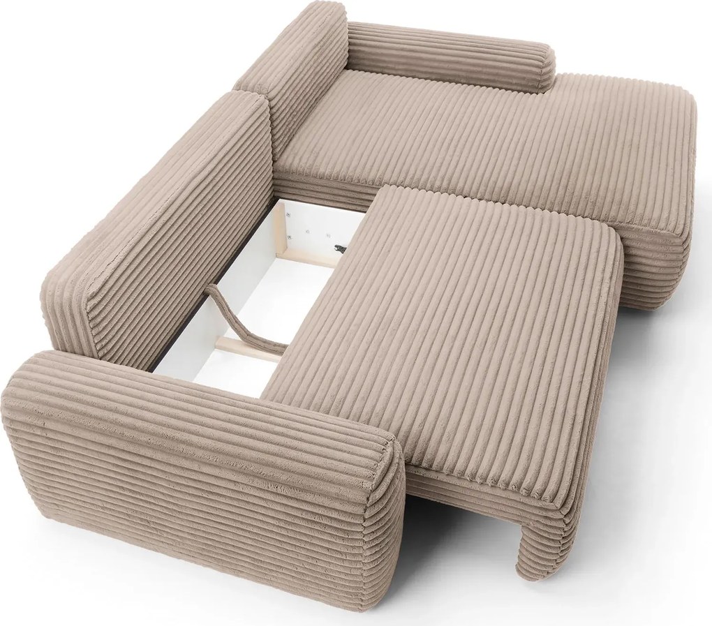 Sztruksowy narożnik rozkładany cappuccino E4-G38