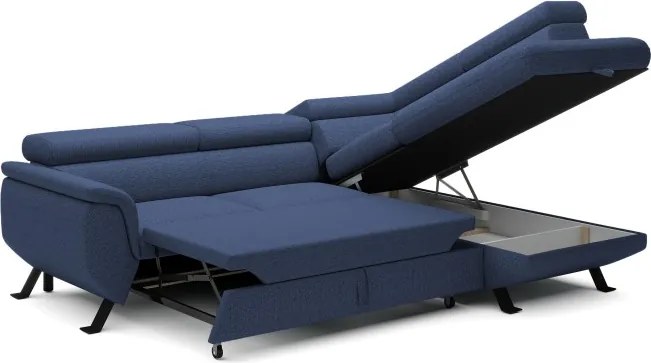 Narożnik RAVEN L Prawostronny wolnostojący z funkcją spania tkanina ARAGON 79 Niebieski WERSAL