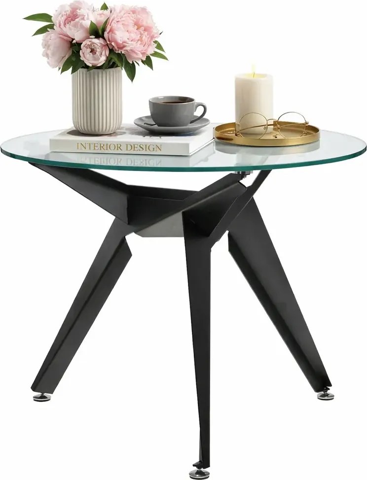 Szklany czarny stół ze stalową ramą E0-A06