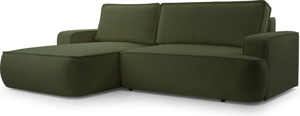 Masseno Narożnik SOLO z funkcją spania i pojemnikiem na pościel Narozniki L, Rozkładana sofa - Zielony, GERRA 50