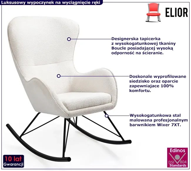 Biały fotel bujany z tkaniny boucle - Axor 4X