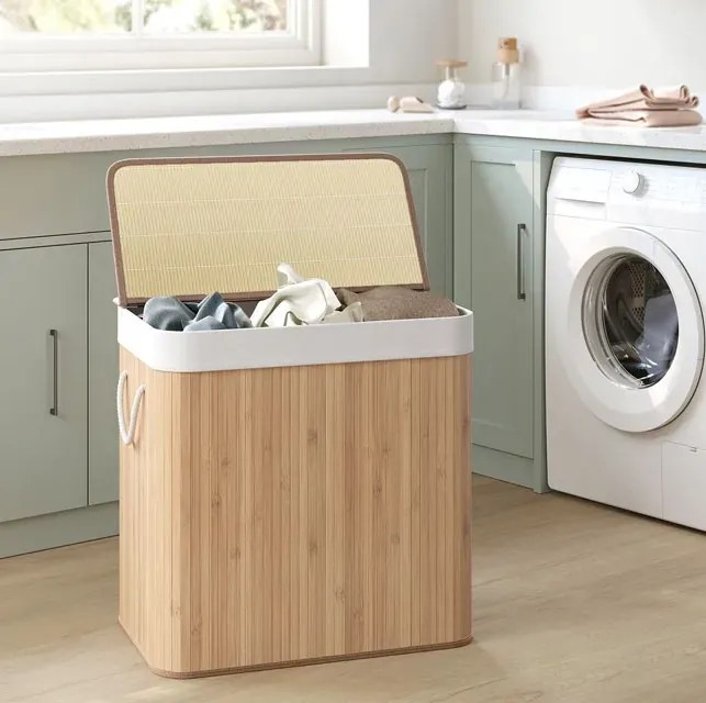 Bambusowy zamykany kosz na bieliznę H0-W87