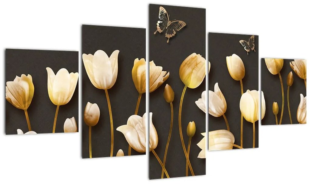 Obraz - Tulipany - abstrakcja (125x70 cm)