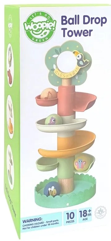 Woopie green drewniany kulodrom tor kulkowy 6el sensoryczne edukacyjny