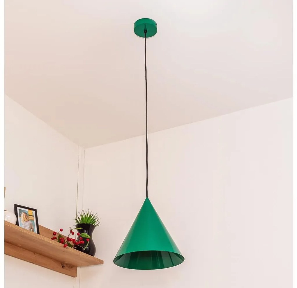 Lampa wisząca na przewodzie ETNA II 1xE27/15W/230V śr. 25 cm zielona