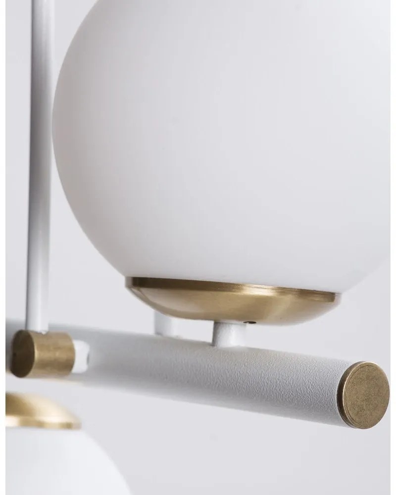 Lampa wisząca w biało-złotym kolorze ze szklanym kloszem ø 15 cm Libra – Squid Lighting