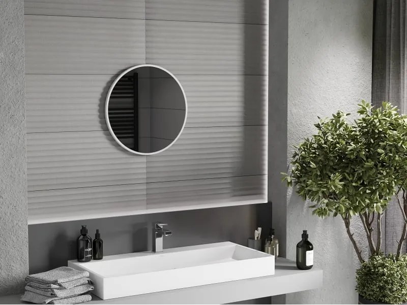 Mexen Loft lustro łazienkowe okragłe 40 cm, rama biała - 9850-040-040-000-20