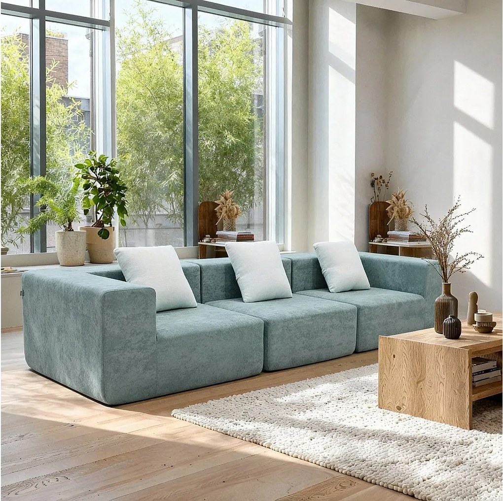 Sofa Pure 3-osobowa – szałwia biały