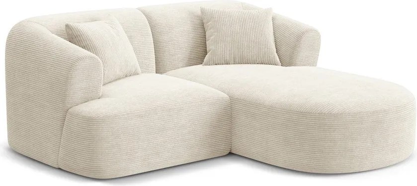 Beżowy sztruksowy narożnik (prawostronny/z szezlongiem) Campi – Cosmopolitan Design